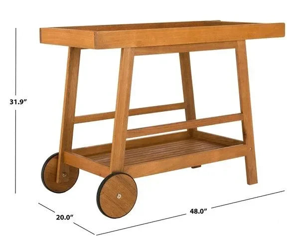 Renzo Wood Bar Cart in Natural - The Mayfair Hall