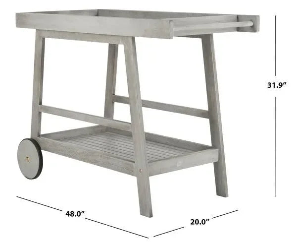 Renzo Wood Bar Cart in Gray Wash - The Mayfair Hall