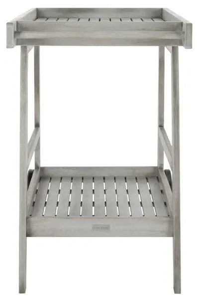 Renzo Wood Bar Cart in Gray Wash - The Mayfair Hall