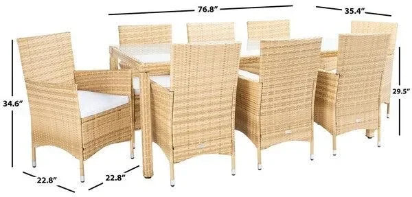 Hailee Wicker Outdoor Dining Set in Natural - The Mayfair Hall