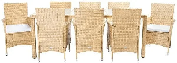 Hailee Wicker Outdoor Dining Set in Natural - The Mayfair Hall