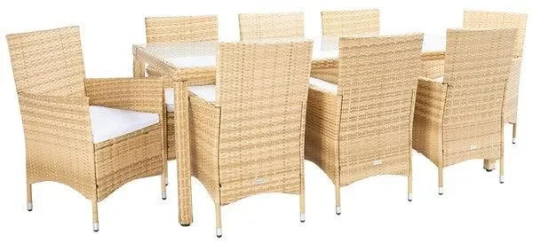 Hailee Wicker Outdoor Dining Set in Natural - The Mayfair Hall