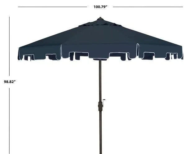 Zimmerman Polyester Crank Market Umbrella in Navy with Flap (9 ft) - The Mayfair Hall