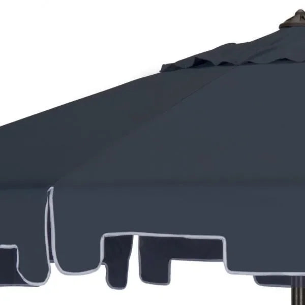 Zimmerman Polyester Crank Market Umbrella in Navy with Flap (9 ft) - The Mayfair Hall