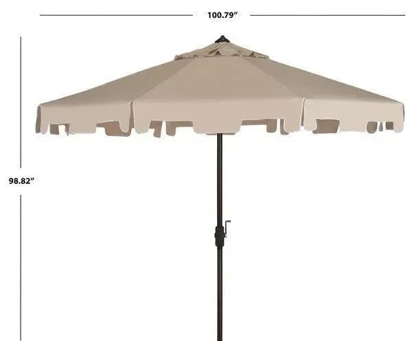 Zimmerman Polyester Crank Market Umbrella in Beige with Flap (9 ft) - The Mayfair Hall