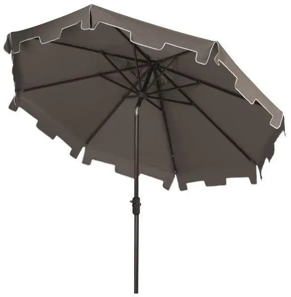 Zimmerman Polyester Crank Market Umbrella in Gray with Flap (9 ft) - The Mayfair Hall