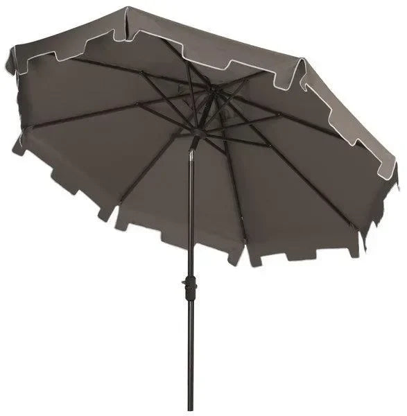 Zimmerman Polyester Crank Market Umbrella in Gray with Flap (9 ft) - The Mayfair Hall