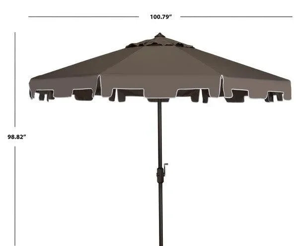 Zimmerman Polyester Crank Market Umbrella in Gray with Flap (9 ft) - The Mayfair Hall