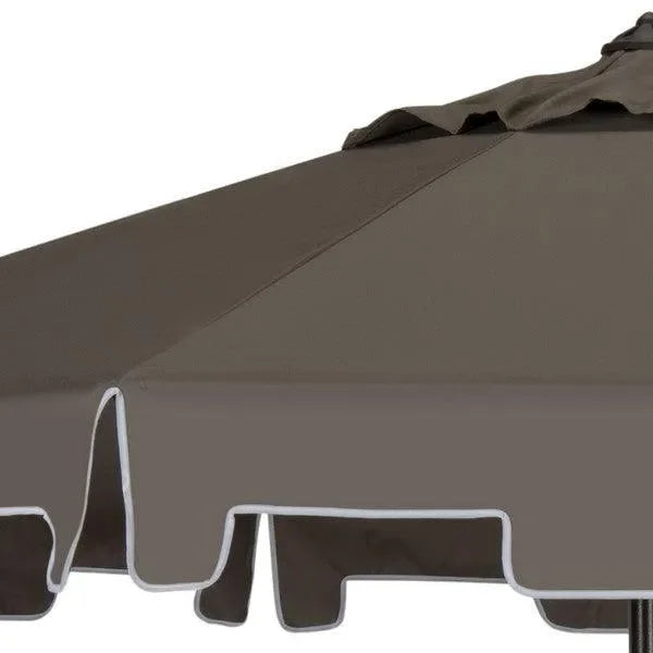 Zimmerman Polyester Crank Market Umbrella in Gray with Flap (9 ft) - The Mayfair Hall