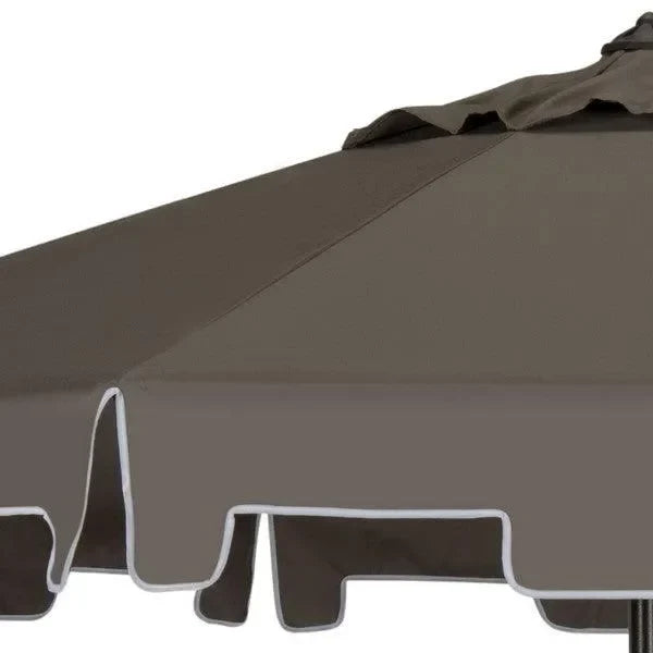 Zimmerman Polyester Crank Market Umbrella in Gray with Flap (9 ft) - The Mayfair Hall