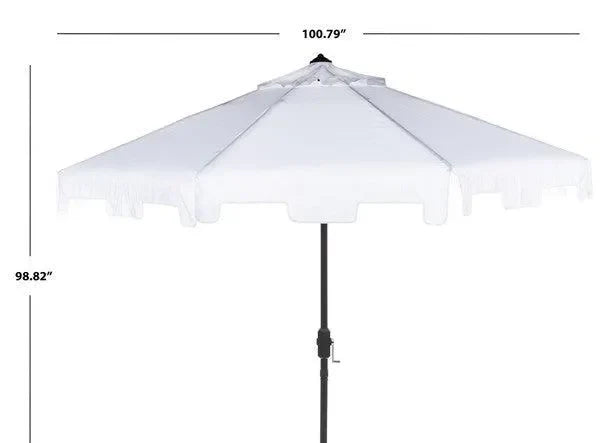 Zimmerman Polyester Crank Market Umbrella in White with Tilt and Flap (9 ft) - The Mayfair Hall