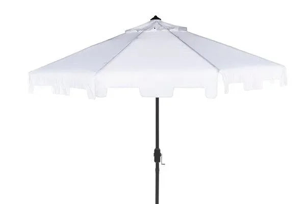 Zimmerman Polyester Crank Market Umbrella in White with Tilt and Flap (9 ft) - The Mayfair Hall