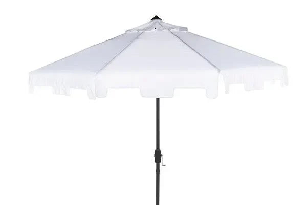 Zimmerman Polyester Crank Market Umbrella in White with Tilt and Flap (9 ft) - The Mayfair Hall