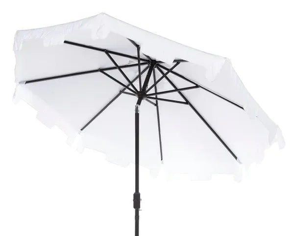 Zimmerman Polyester Crank Market Umbrella in White with Tilt and Flap (9 ft) - The Mayfair Hall