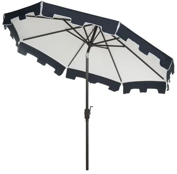 City Fashion Polyester Umbrella in Ivory and Navy (9 ft) - The Mayfair Hall