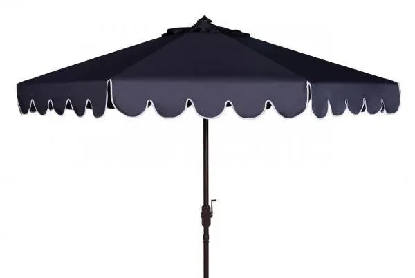 Venice Polyester Crank Auto Tilt Umbrella in Navy and White (9 ft) - The Mayfair Hall