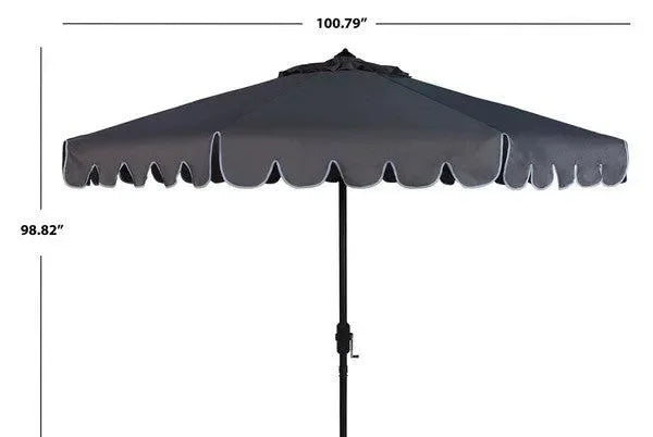 Venice Polyester Crank Auto Tilt Umbrella in Taupe and White (9 ft) - The Mayfair Hall