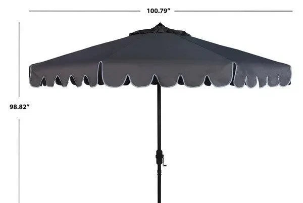 Venice Polyester Crank Auto Tilt Umbrella in Taupe and White (9 ft) - The Mayfair Hall