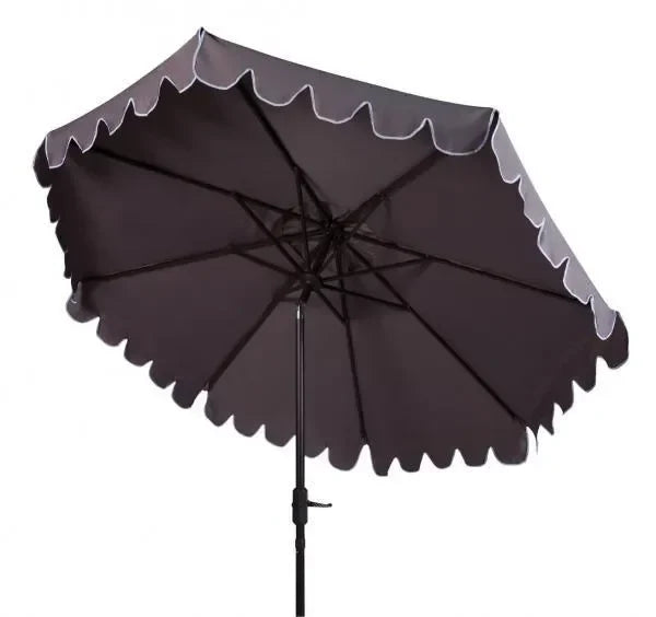 Venice Polyester Crank Auto Tilt Umbrella in Taupe and White (9 ft) - The Mayfair Hall