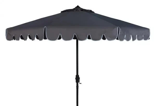 Venice Polyester Crank Auto Tilt Umbrella in Taupe and White (9 ft) - The Mayfair Hall
