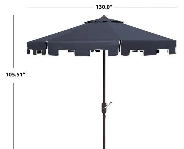 Zimmerman Polyester Crank Market Umbrella in Navy and White (11 ft) - The Mayfair Hall
