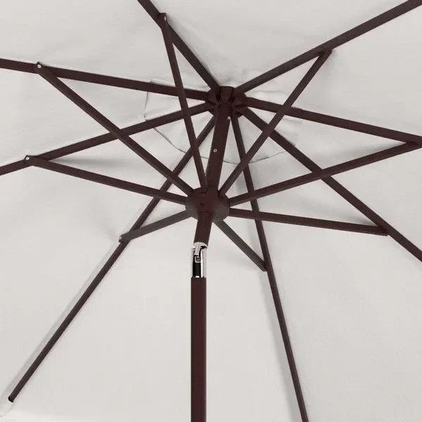 Zimmerman Polyester Crank Market Umbrella in Beige and White (11 ft) - The Mayfair Hall
