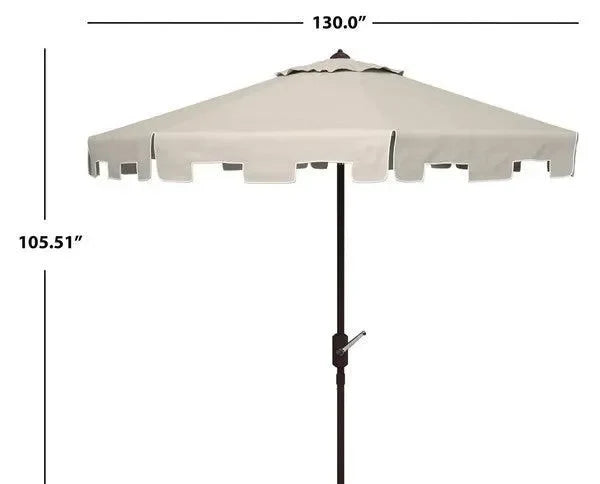 Zimmerman Polyester Crank Market Umbrella in Beige and White (11 ft) - The Mayfair Hall