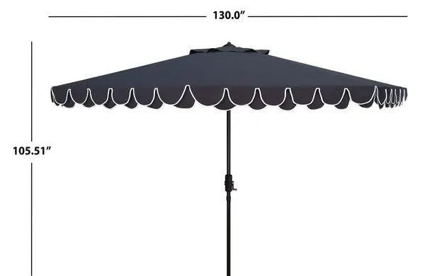 Elegant Polyester Valance Umbrella in Navy and White with Petal Trim (11 ft) - The Mayfair Hall
