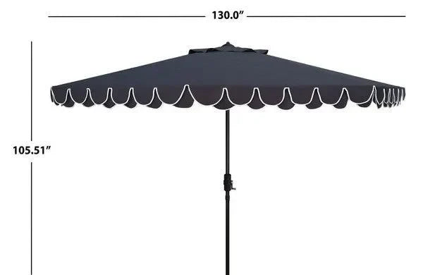 Elegant Polyester Valance Umbrella in Navy and White with Petal Trim (11 ft) - The Mayfair Hall