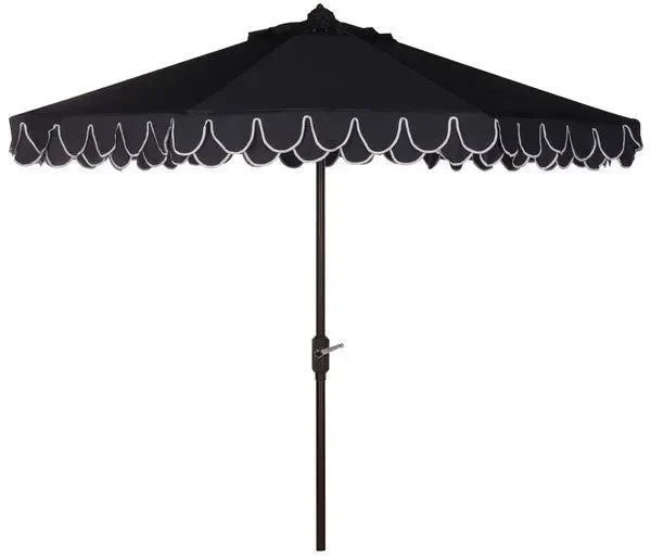 Elegant Polyester Valance Umbrella in Navy and White with Petal Trim (11 ft) - The Mayfair Hall
