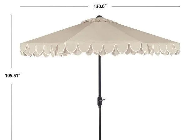 Elegant Polyester Valance Umbrella in Beige and White with Petal Trim (11 ft) - The Mayfair Hall