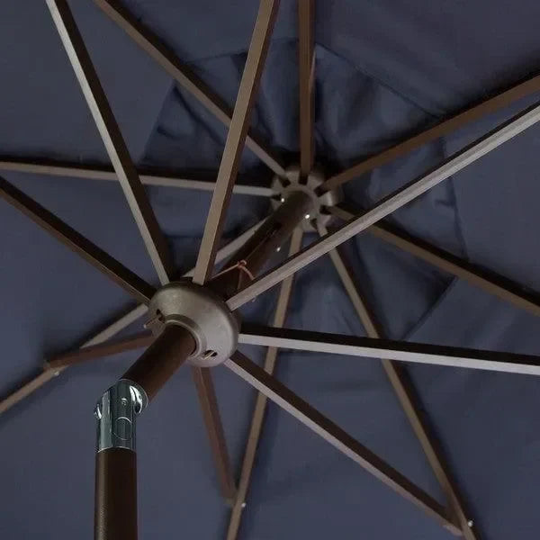 Venice Polyester Crank Umbrella in Navy and White (11 ft) - The Mayfair Hall