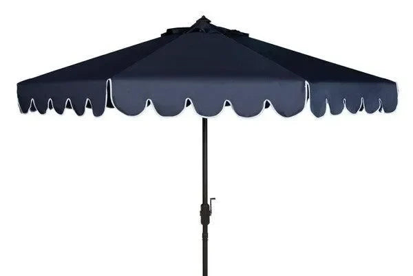 Venice Polyester Crank Umbrella in Navy and White (11 ft) - The Mayfair Hall
