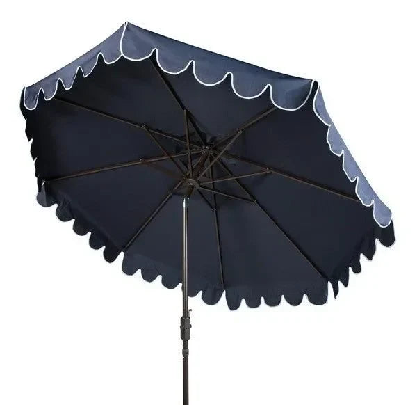 Venice Polyester Crank Umbrella in Navy and White (11 ft) - The Mayfair Hall
