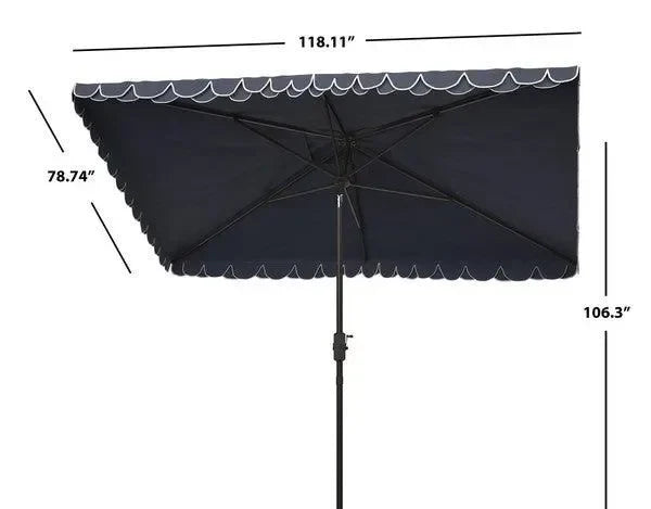 Elegant Polyester Valance Umbrella in Navy and White with Petal Trim - The Mayfair Hall
