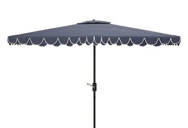 Elegant Polyester Valance Umbrella in Navy and White with Petal Trim - The Mayfair Hall