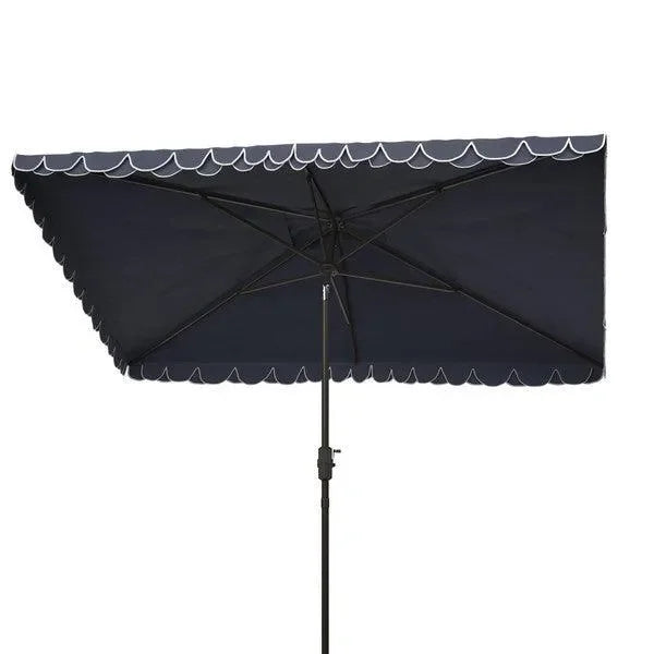 Elegant Polyester Valance Umbrella in Navy and White with Petal Trim - The Mayfair Hall