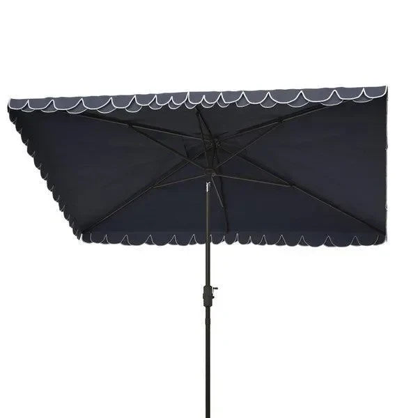 Elegant Polyester Valance Umbrella in Navy and White with Petal Trim - The Mayfair Hall