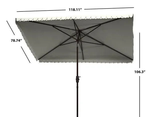 Elegant Polyester Valance Umbrella in Beige and White with Petal Trim - The Mayfair Hall