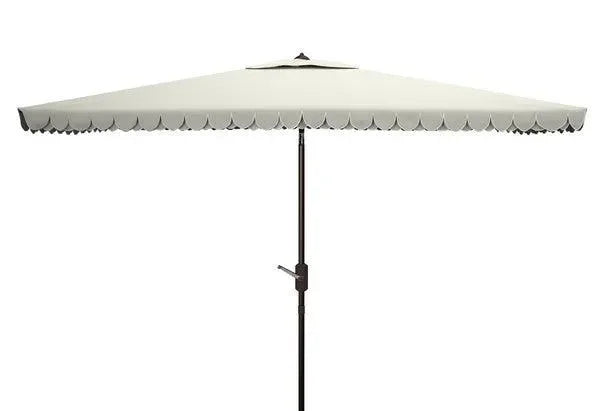 Elegant Polyester Valance Umbrella in Beige and White with Petal Trim - The Mayfair Hall