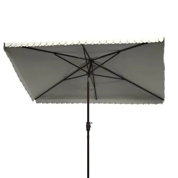 Elegant Polyester Valance Umbrella in Beige and White with Petal Trim - The Mayfair Hall