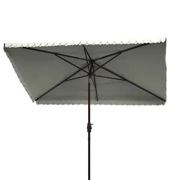 Elegant Polyester Valance Umbrella in Beige and White with Petal Trim - The Mayfair Hall
