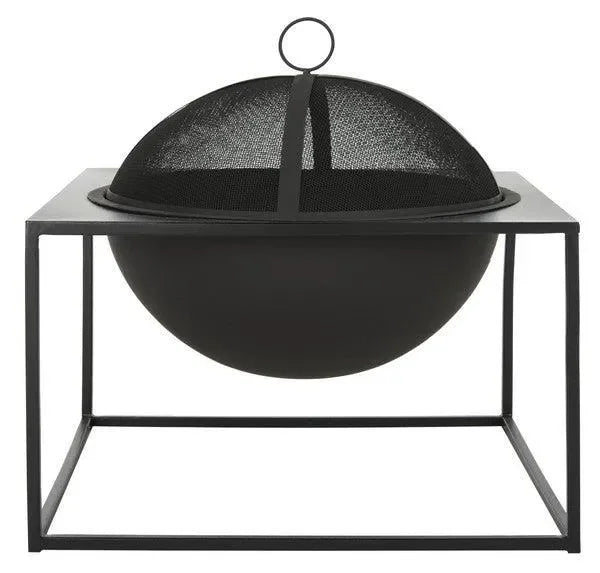 Leros Iron Fire Pit in Black with Removable Screen - The Mayfair Hall