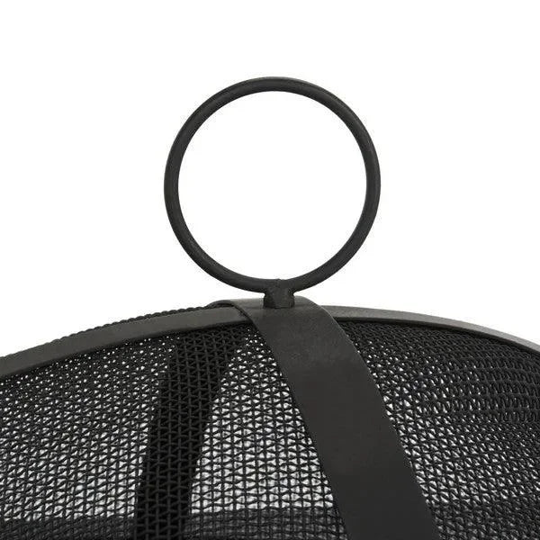 Leros Iron Fire Pit in Black with Removable Screen - The Mayfair Hall