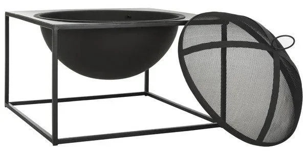 Leros Iron Fire Pit in Black with Removable Screen - The Mayfair Hall