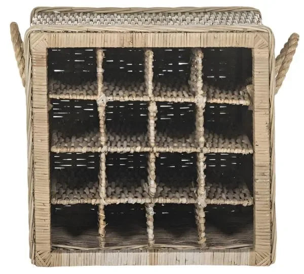 Aziza Rattan Wine Rack in Gray - The Mayfair Hall