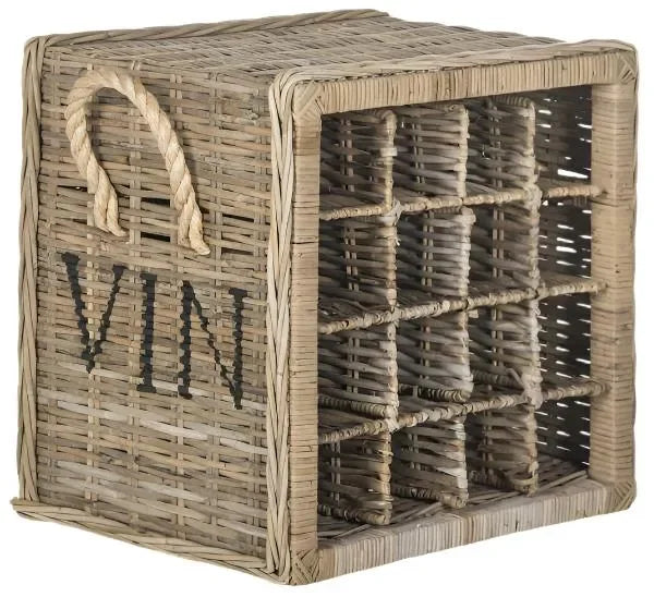 Aziza Rattan Wine Rack in Gray - The Mayfair Hall