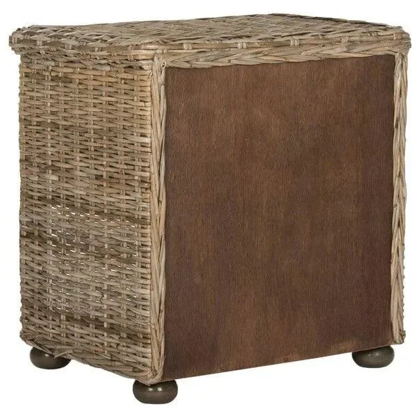 Lagos Wicker Nightstand in Gray with Drawer - The Mayfair Hall
