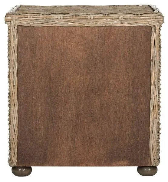 Lagos Wicker Nightstand in Gray with Drawer - The Mayfair Hall