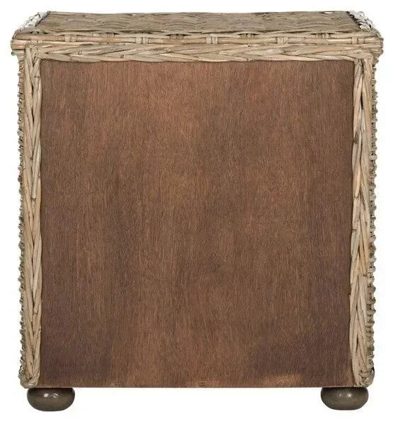 Lagos Wicker Nightstand in Gray with Drawer - The Mayfair Hall